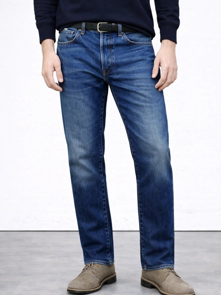 Fidelity Jimmy Helios Blue Denim Square Pocket Straight Leg Jeans 36w